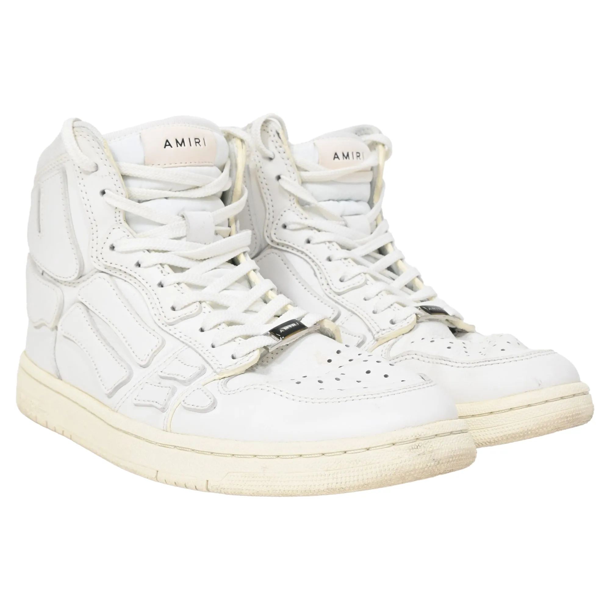 Amiri Skel High Top Sneakers in White Leather