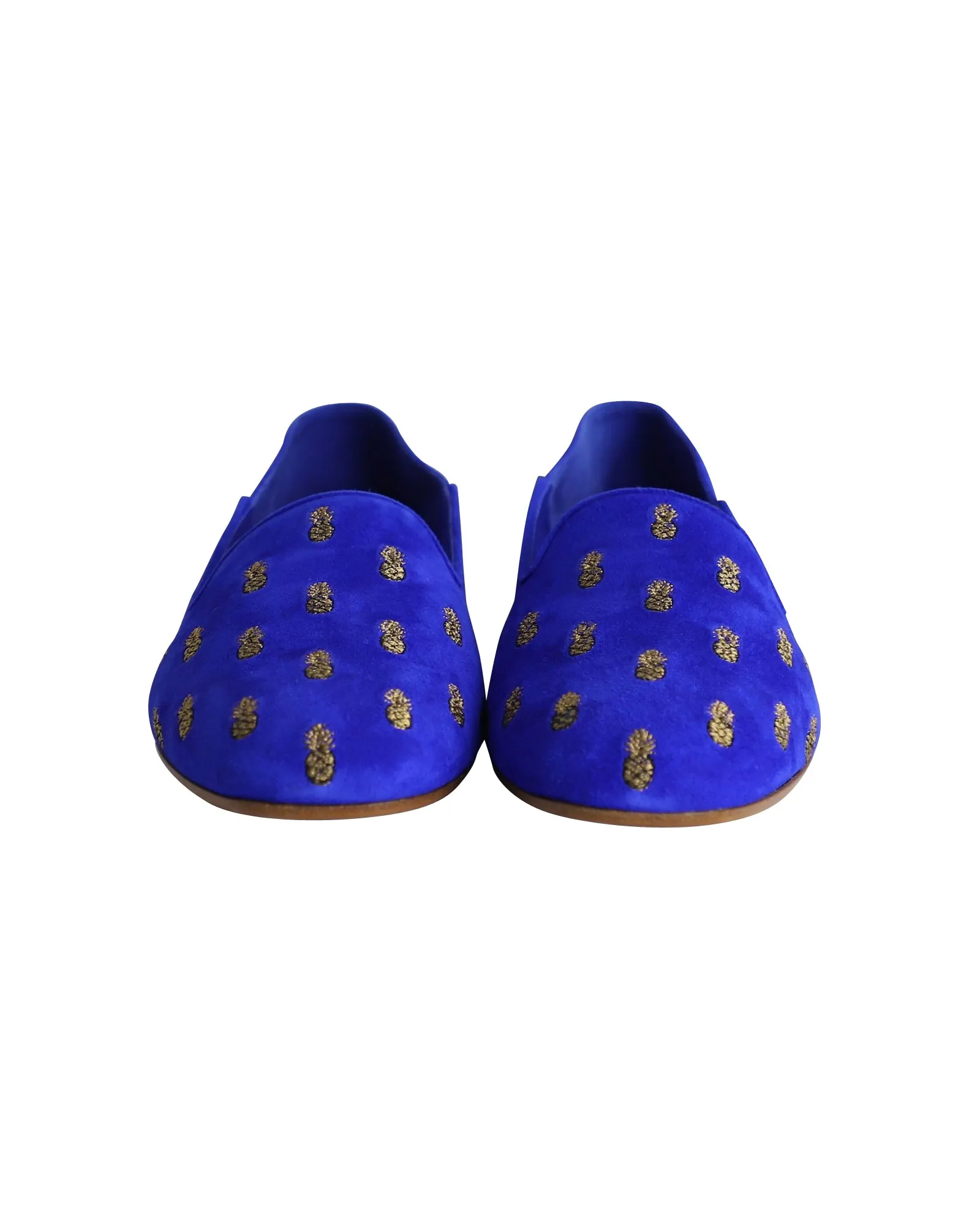 Aquazzura Ananas Slippers in Blue Suede