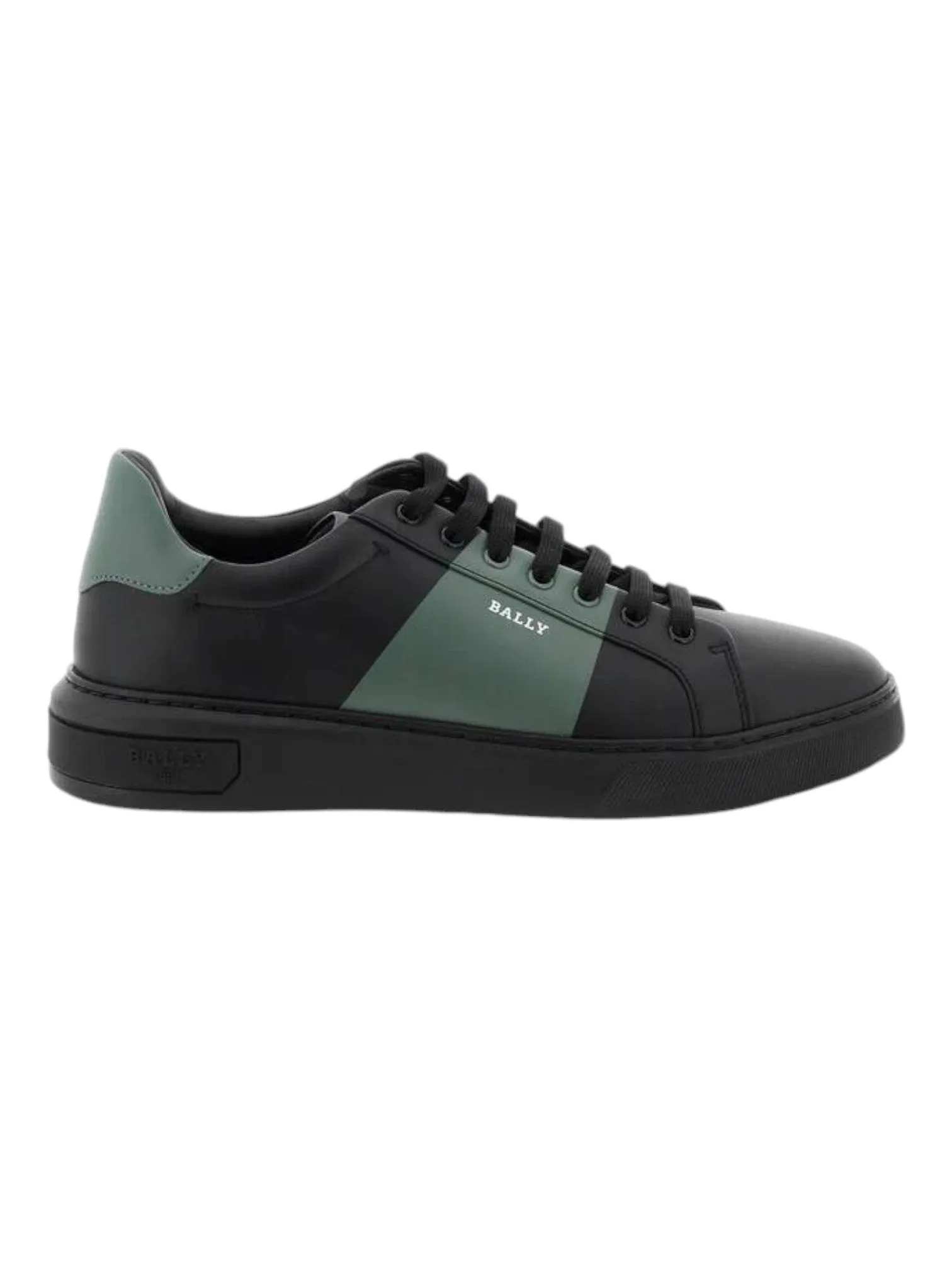 Bally Mitty 6302765 Men's Black/Sage Calf Plain Leather Sneakers