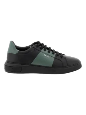 Bally Mitty 6302765 Men's Black/Sage Calf Plain Leather Sneakers