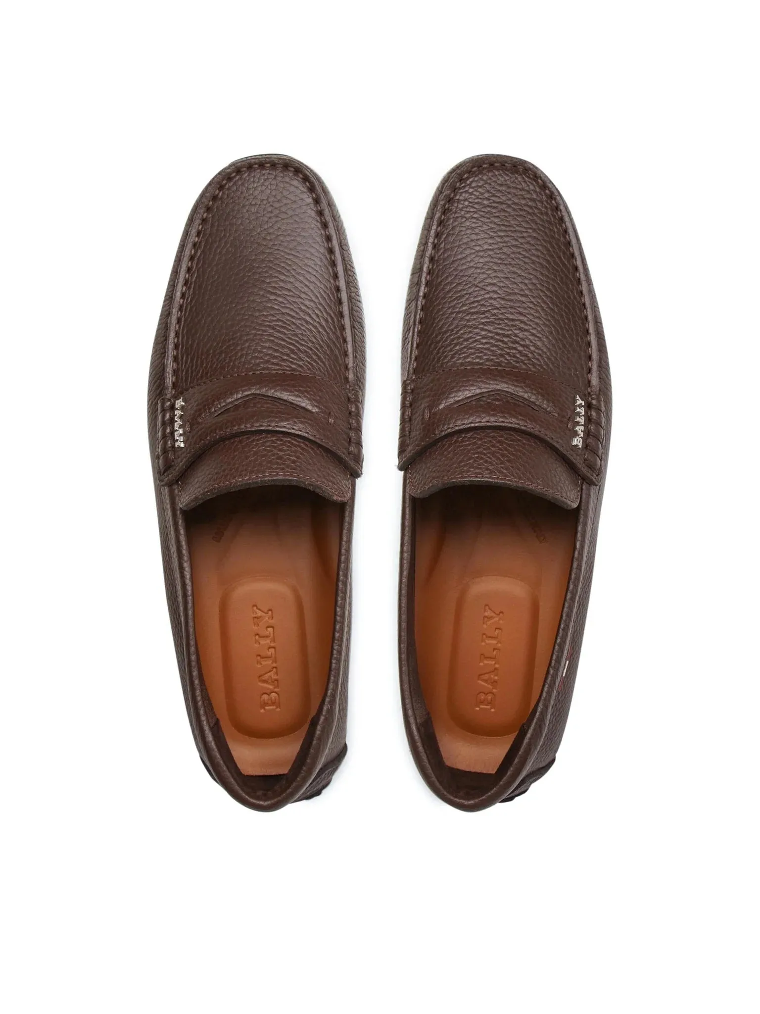 Bally Pavel 6234455 Men's Coffee Bovine Grained Leather Loafers