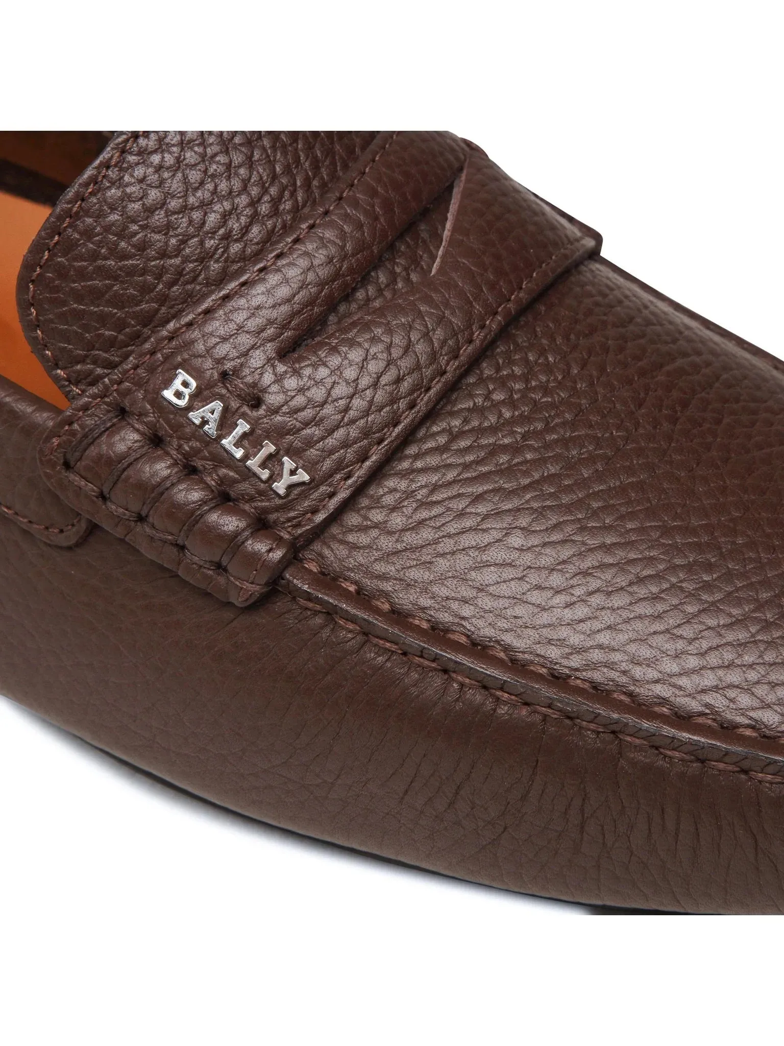 Bally Pavel 6234455 Men's Coffee Bovine Grained Leather Loafers