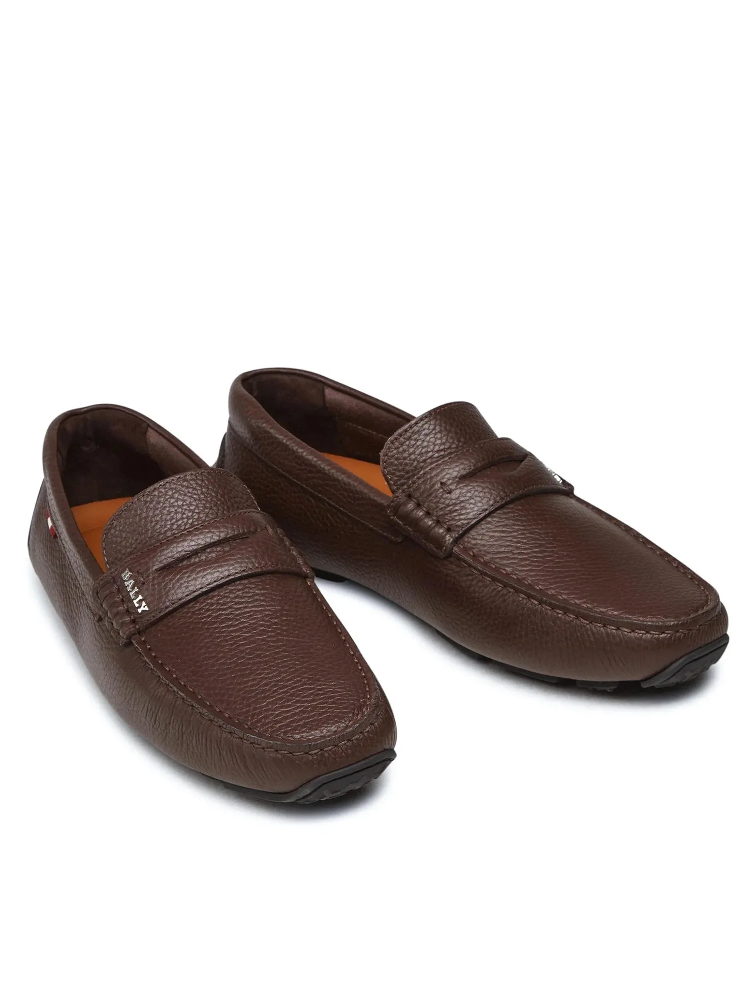 Bally Pavel 6234455 Men's Coffee Bovine Grained Leather Loafers