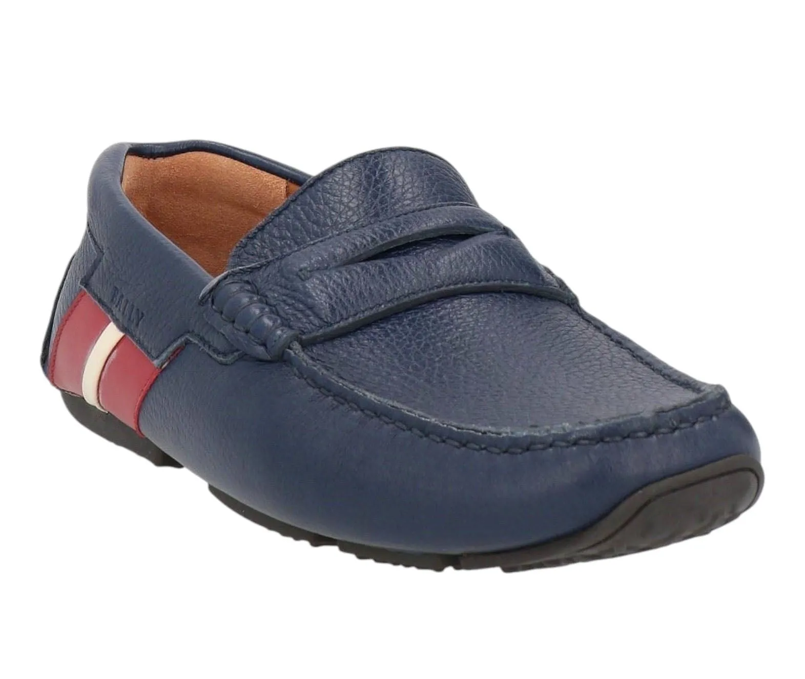 Bally Piotre 6236518 Men's Navy Bovine Grained Leather Penny Loafers