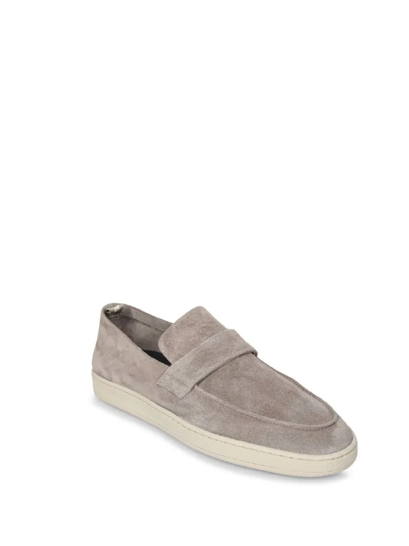 Beige Slip-On Loafers With Prominent Upper Strap