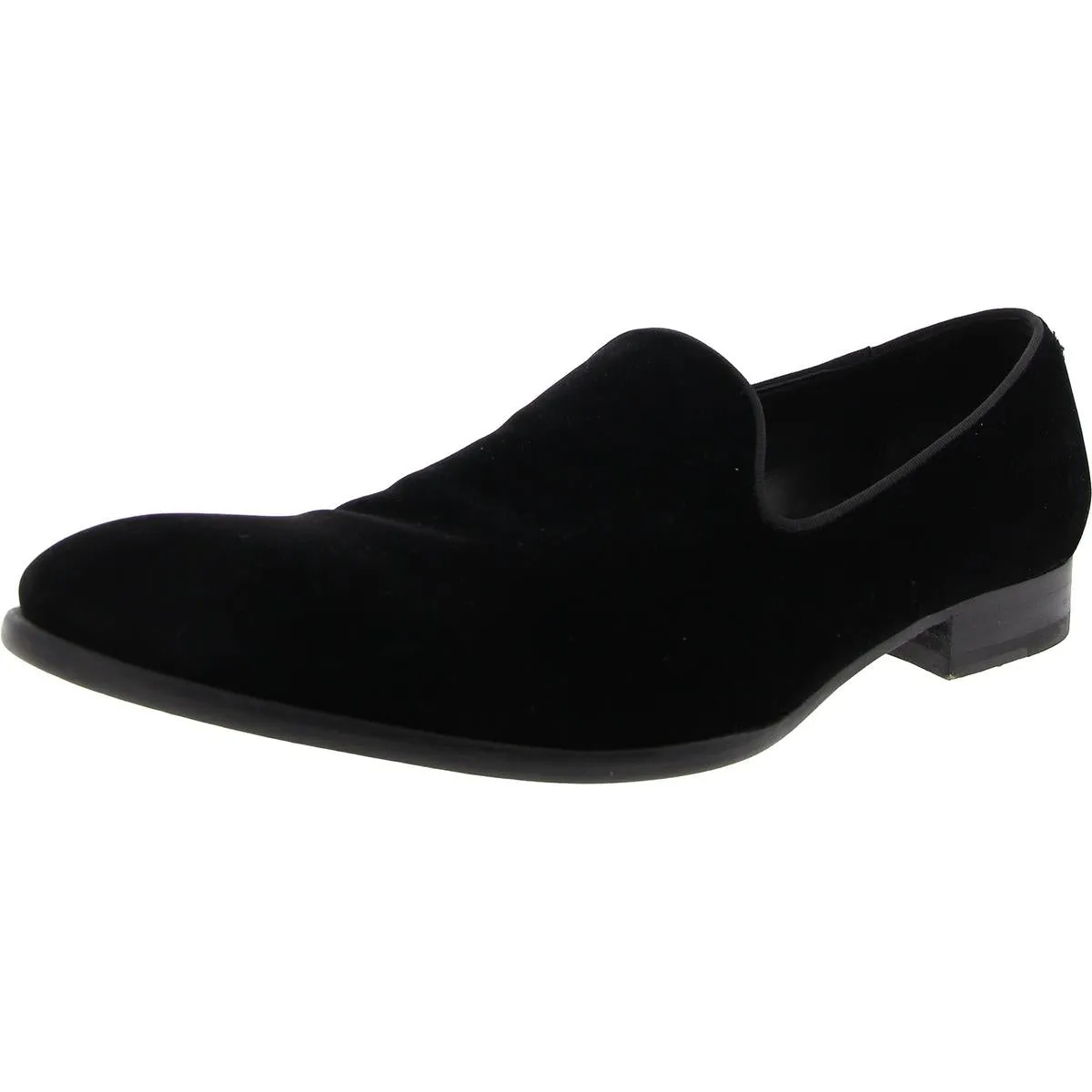 BHFO Mens Block Heel Leather Slip-on Shoes