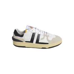 Black And White Leather Clay Low Mesh Sneakers