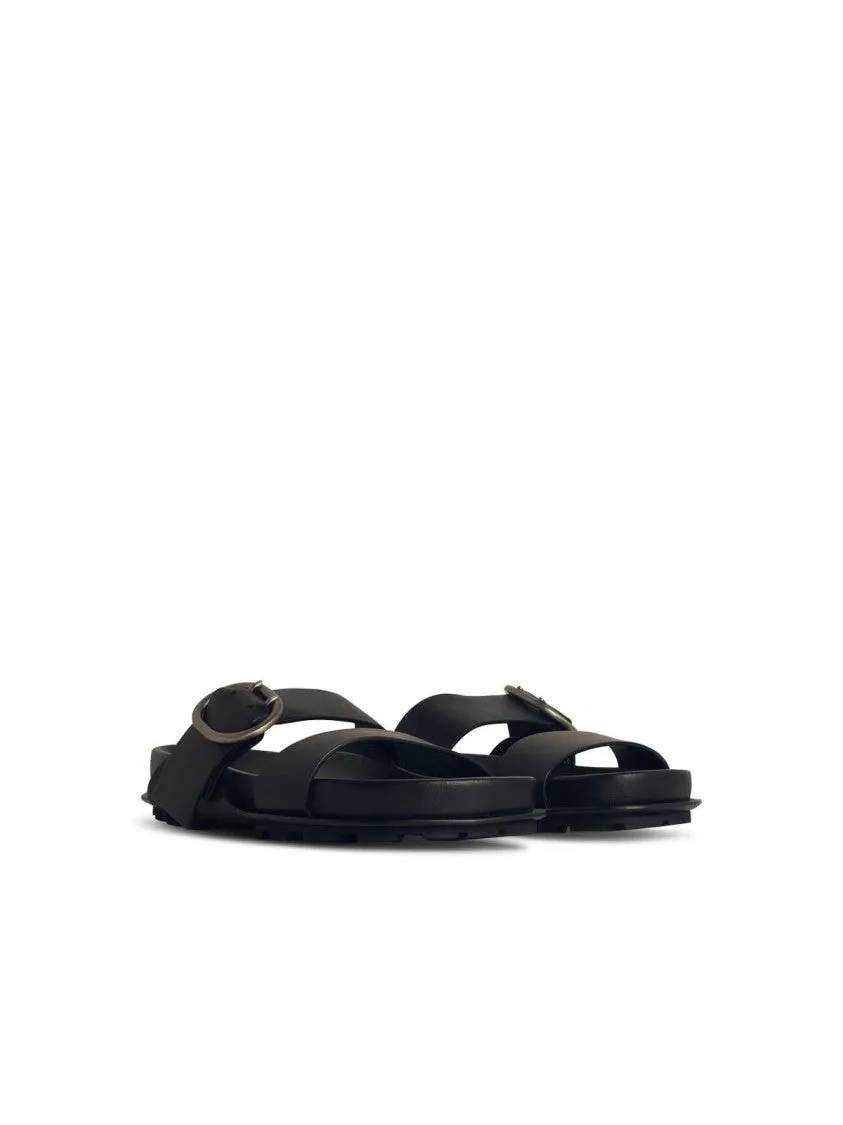 Black Leather Slippers