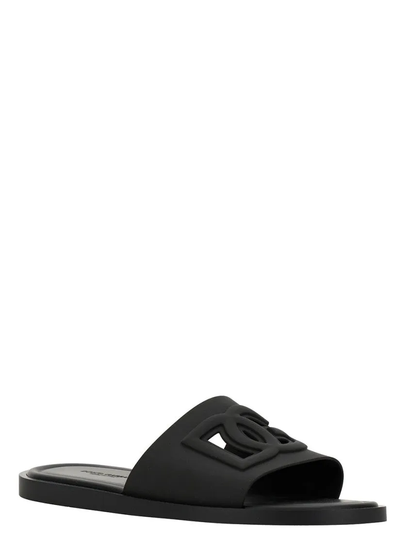 Black Sandals With Logo Detail