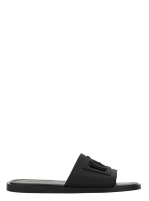 Black Sandals With Logo Detail
