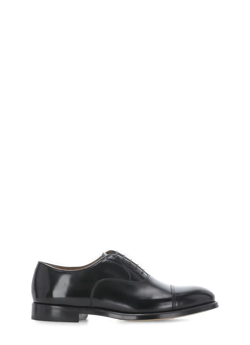 Black Smooth Leather Lace-Up Shoes