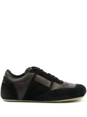 Black Suede Sneaker With Unique Numerical Graphics