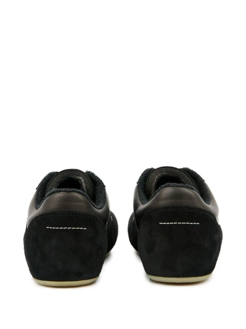 Black Suede Sneaker With Unique Numerical Graphics