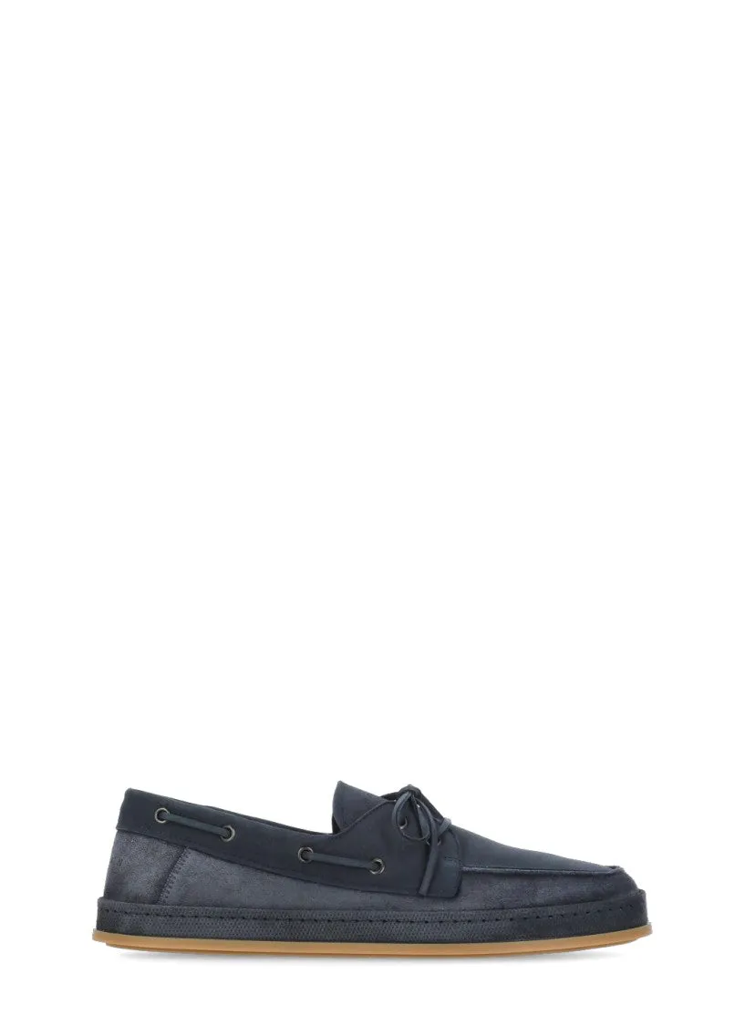 Blue Leather H683 Loafers