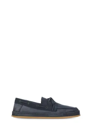 Blue Leather H683 Loafers