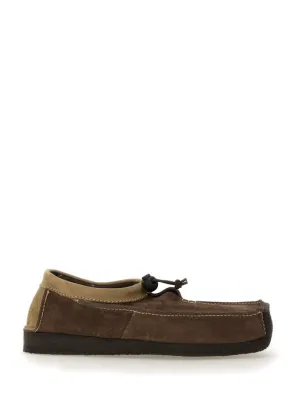 Brown Suede Loafers With Leather Trim