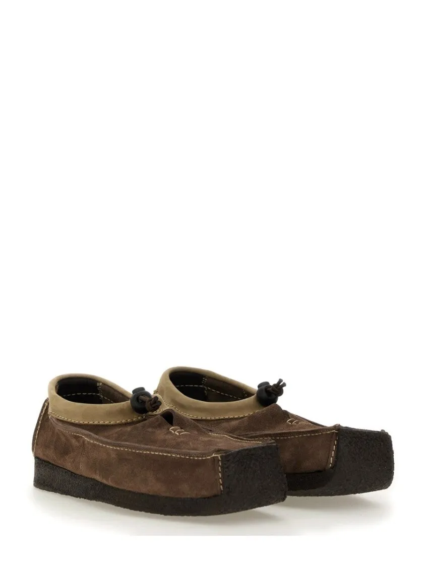 Brown Suede Loafers With Leather Trim