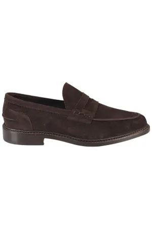 Brown Suede Moccasin With Front Strap