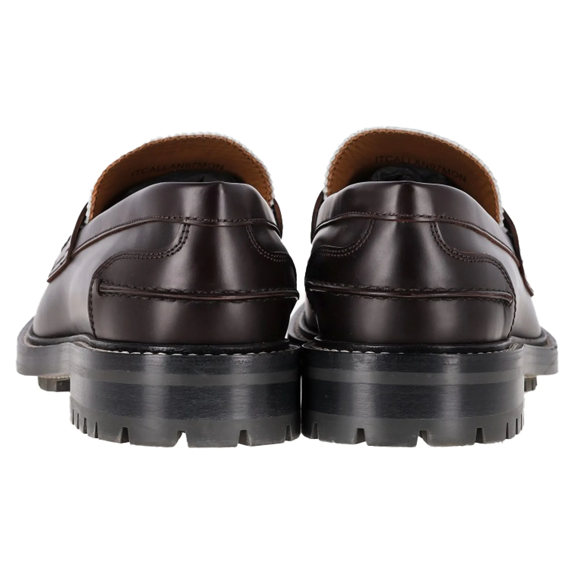 Burberry Checked Penny Loafers in Brown Leather