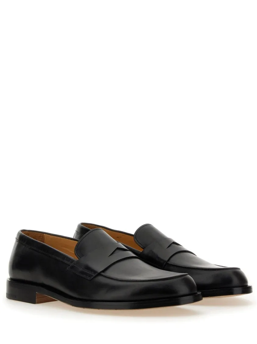 Classic Black Leather Loafers With Penny Strap