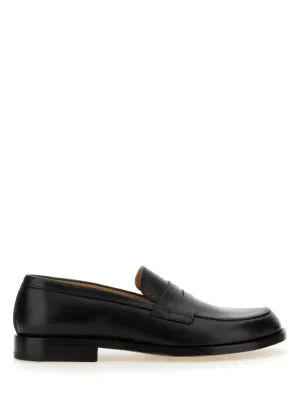 Classic Black Leather Loafers With Penny Strap