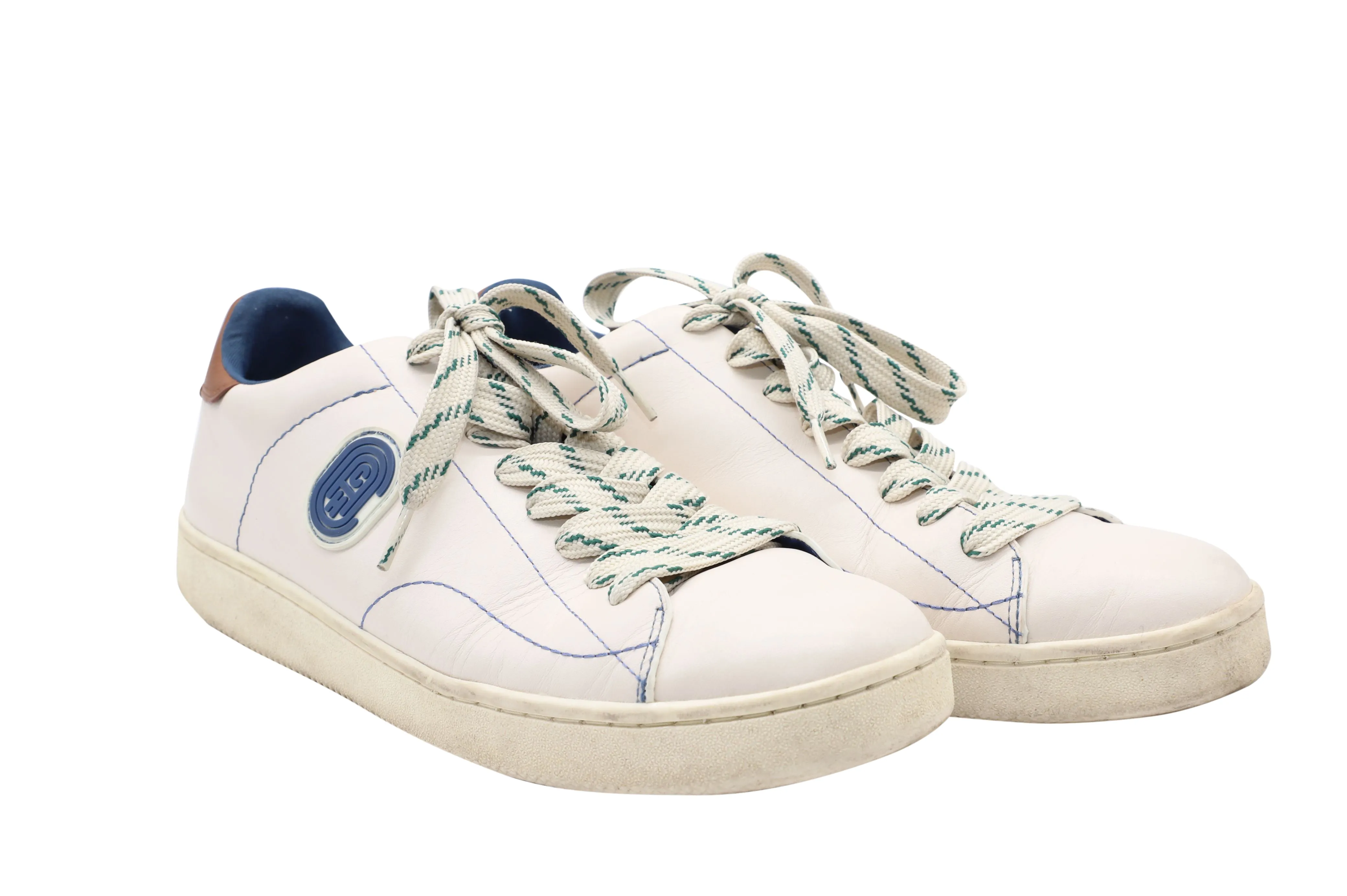 Coach Lace-Up Patch Sneakers in White Leather