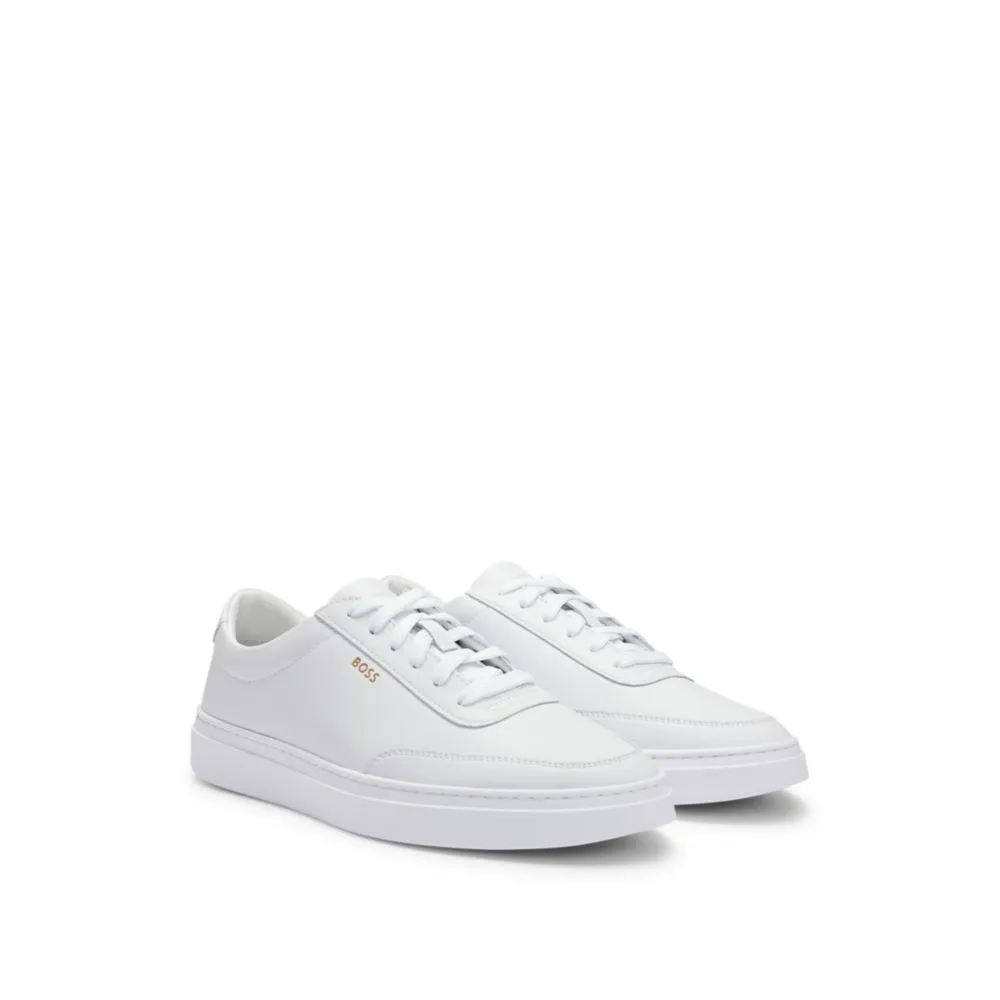 Coated-leather trainers with gold-tone logo