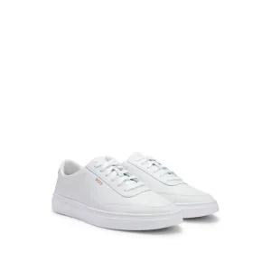 Coated-leather trainers with gold-tone logo