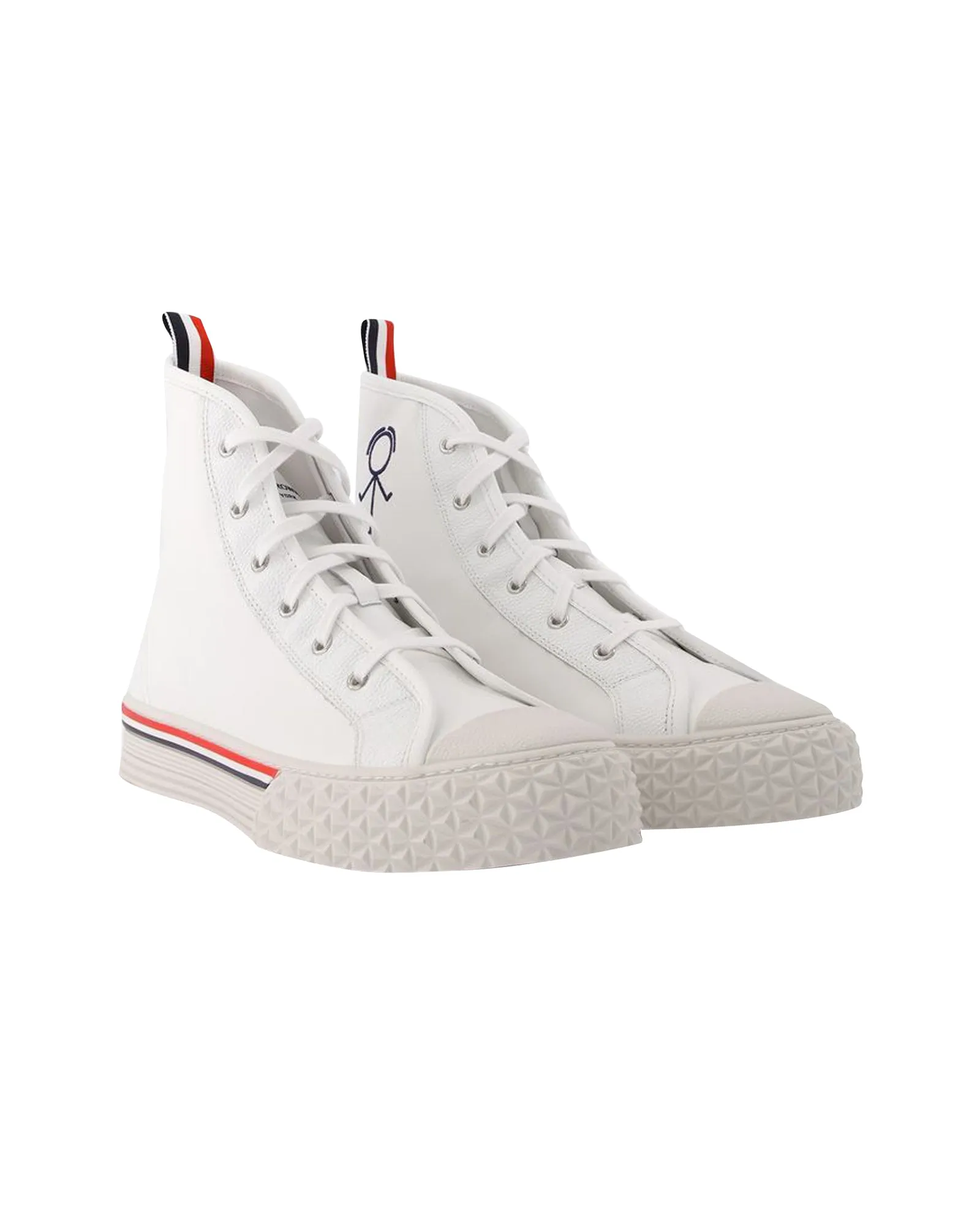 Collegiate high top on tartan tread sole in vitello calf leather