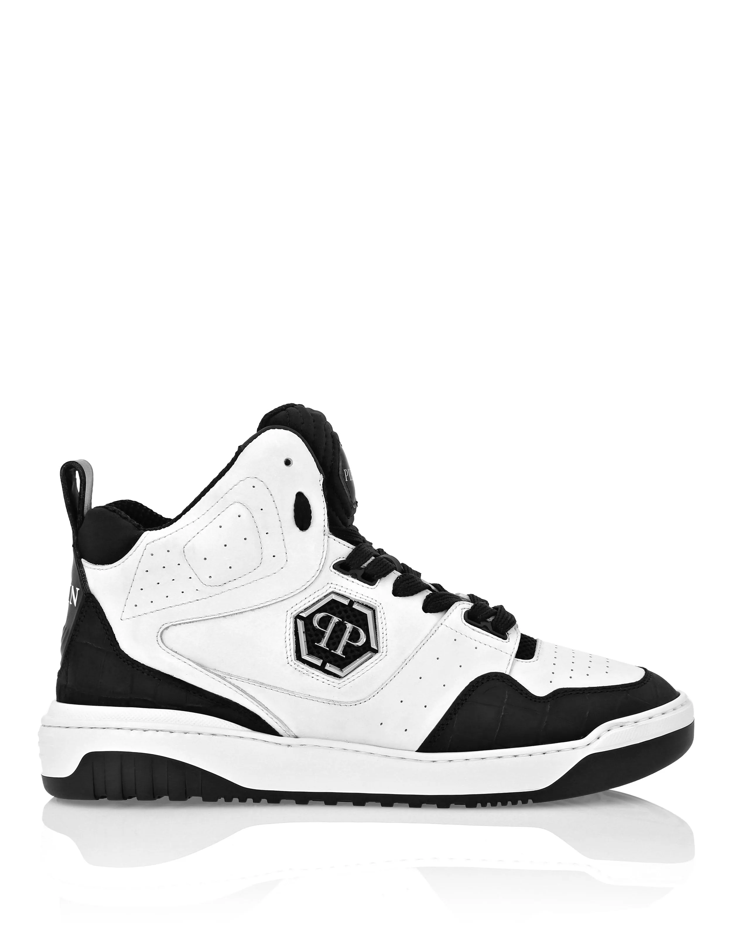 Croco Printed Leather Hi-Top Sneakers