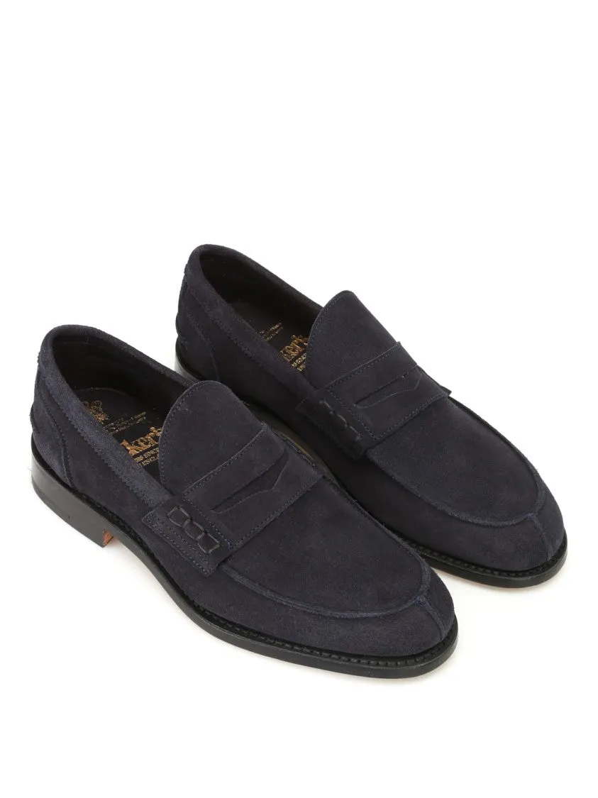 Deep Navy Suede Moccasin With Rubber Sole