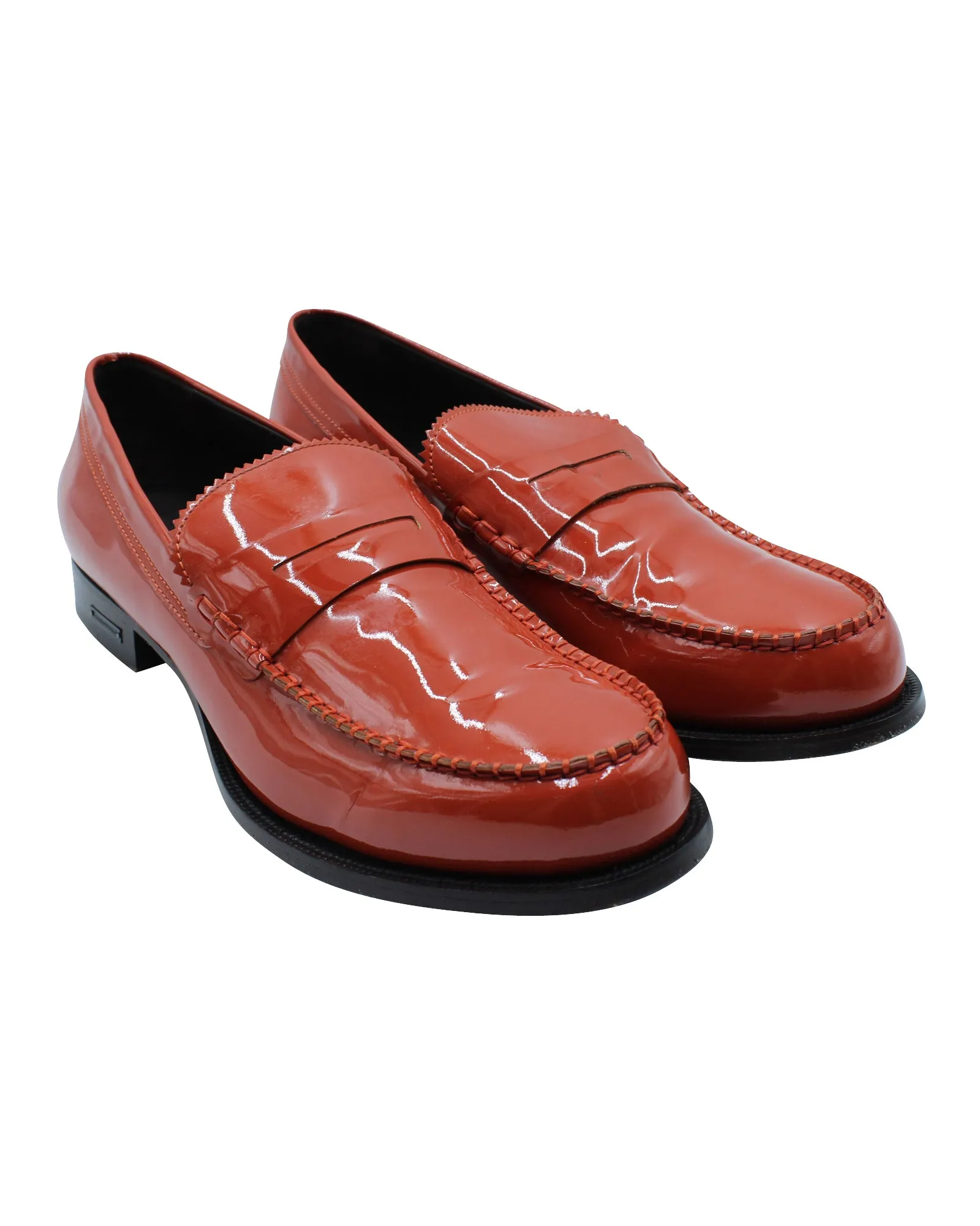 Dsquared2 High-Shine Penny Loafers in Red Leather