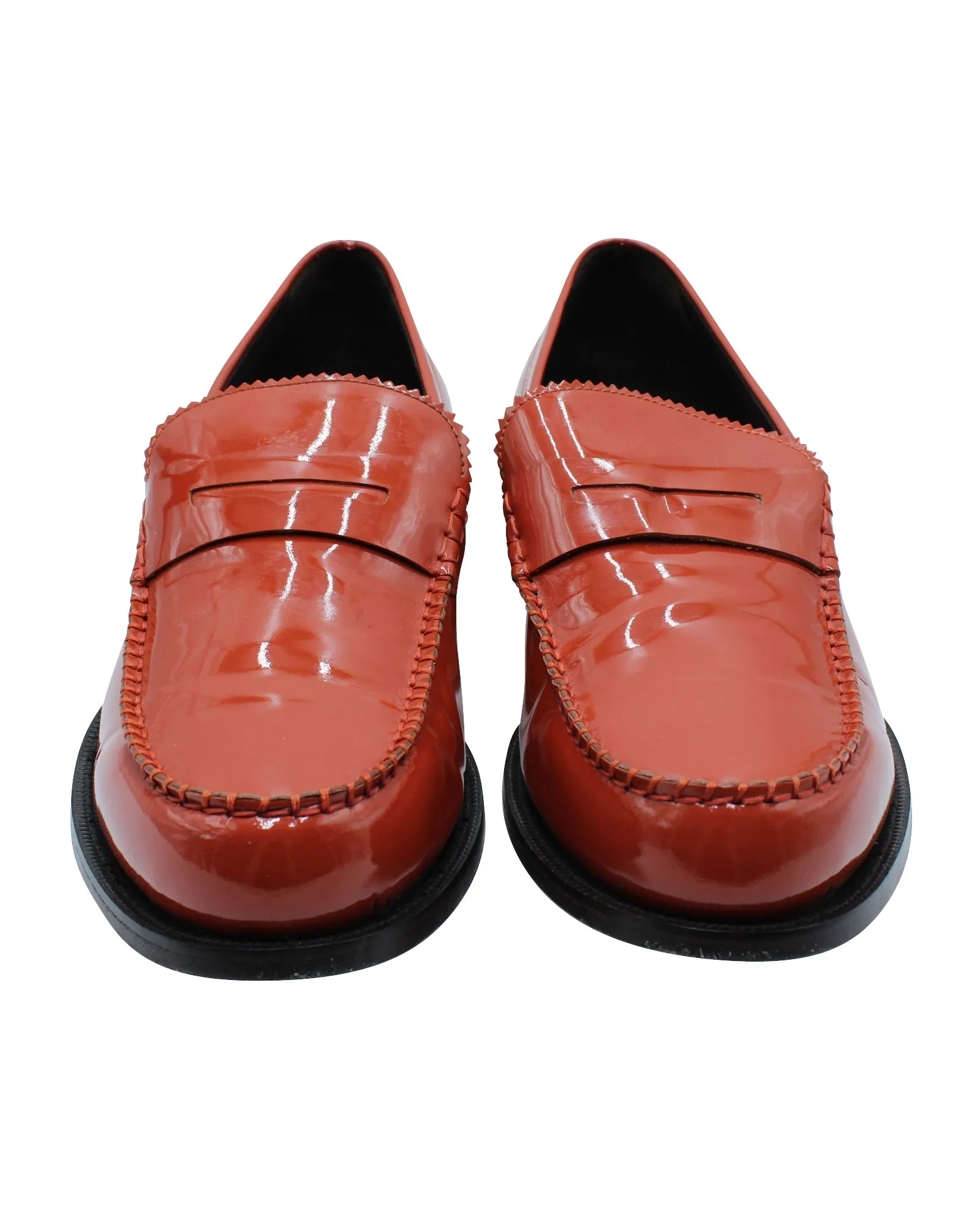 Dsquared2 High-Shine Penny Loafers in Red Leather