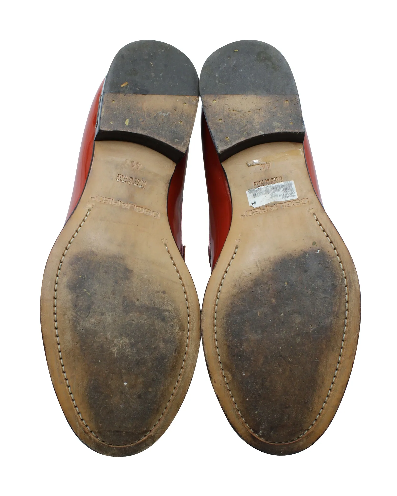Dsquared2 High-Shine Penny Loafers in Red Leather