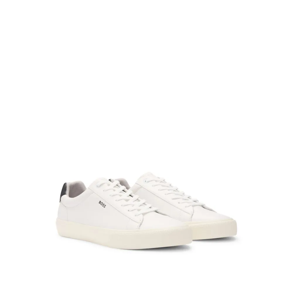 Faux-leather trainers with contrast backtab