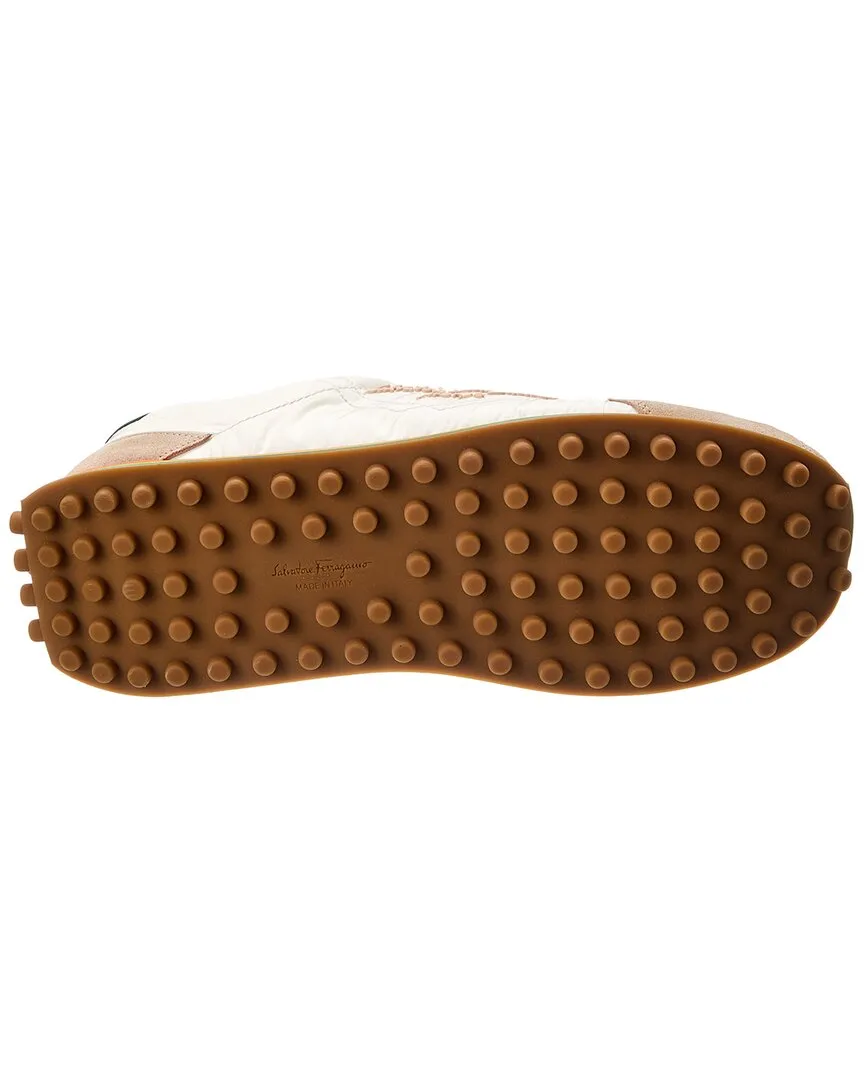Ferragamo Iggy Dolmias Saddle B Suede & Leather-Trim Sneaker