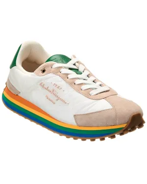 Ferragamo Iggy Dolmias Saddle B Suede & Leather-Trim Sneaker