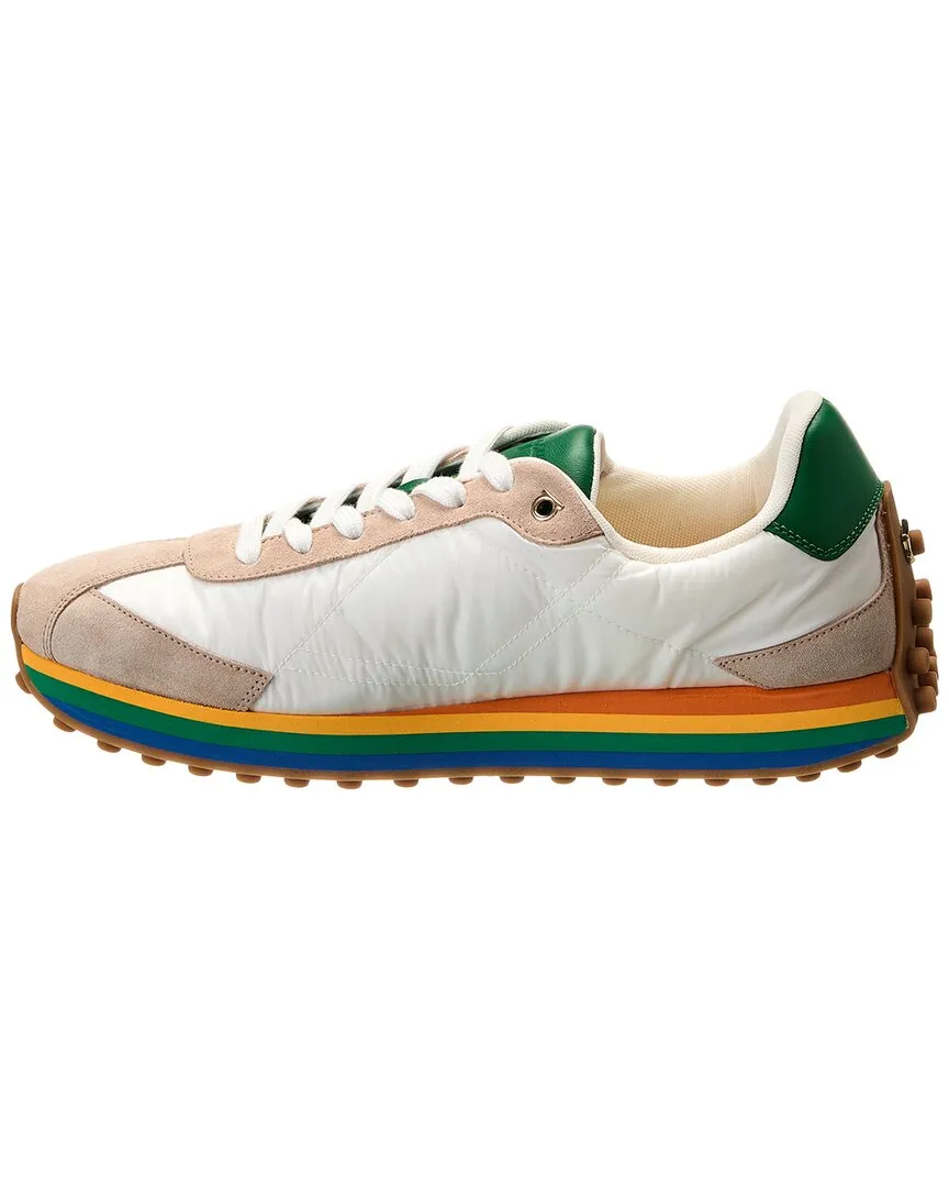 Ferragamo Iggy Dolmias Saddle B Suede & Leather-Trim Sneaker