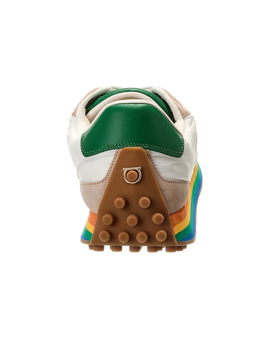 Ferragamo Iggy Dolmias Saddle B Suede & Leather-Trim Sneaker