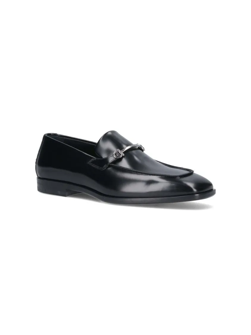 Gancini Loafers In Black Leather