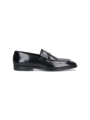 Gancini Loafers In Black Leather
