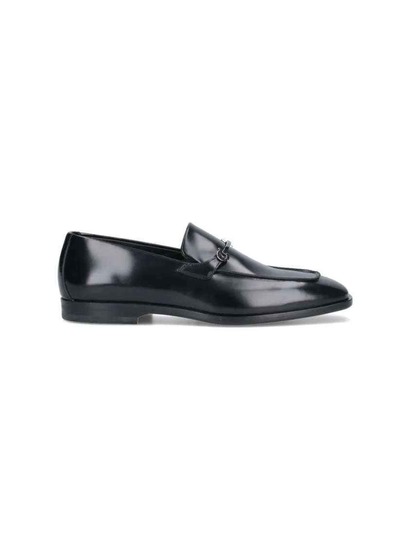 Gancini Loafers In Black Leather