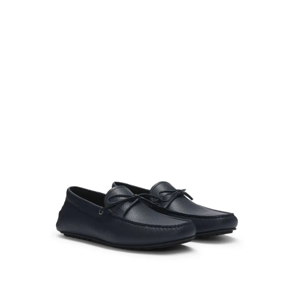Grained-leather moccasins with driver sole