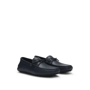 Grained-leather moccasins with driver sole