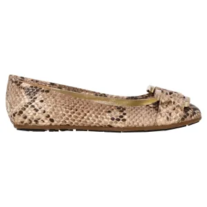 Jimmy Choo Morse Snakeskin Embossed  Ballet Shoes in Brown Leather