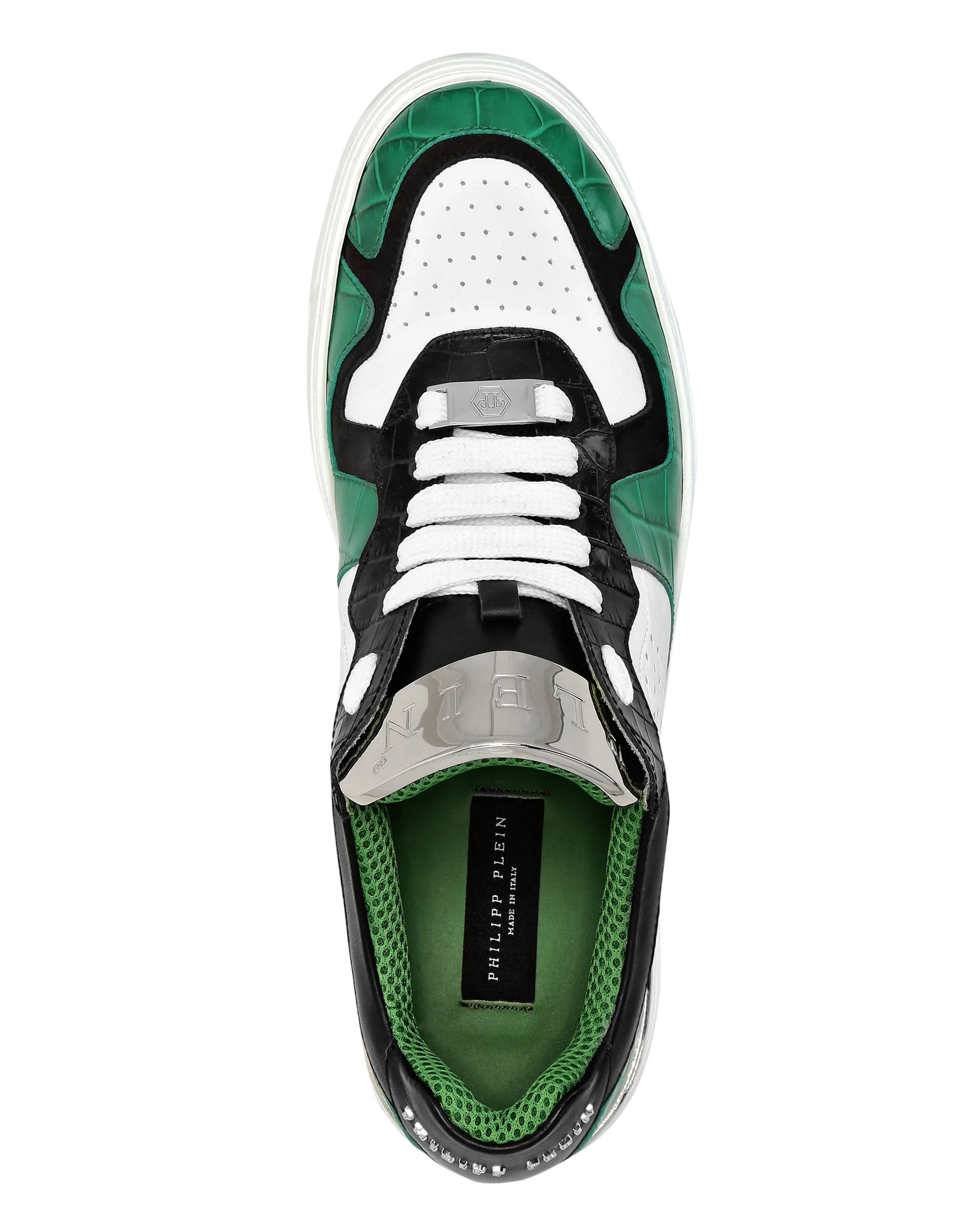 LO-TOP SNEAKERS SILVER $URFER COCCO PRINT