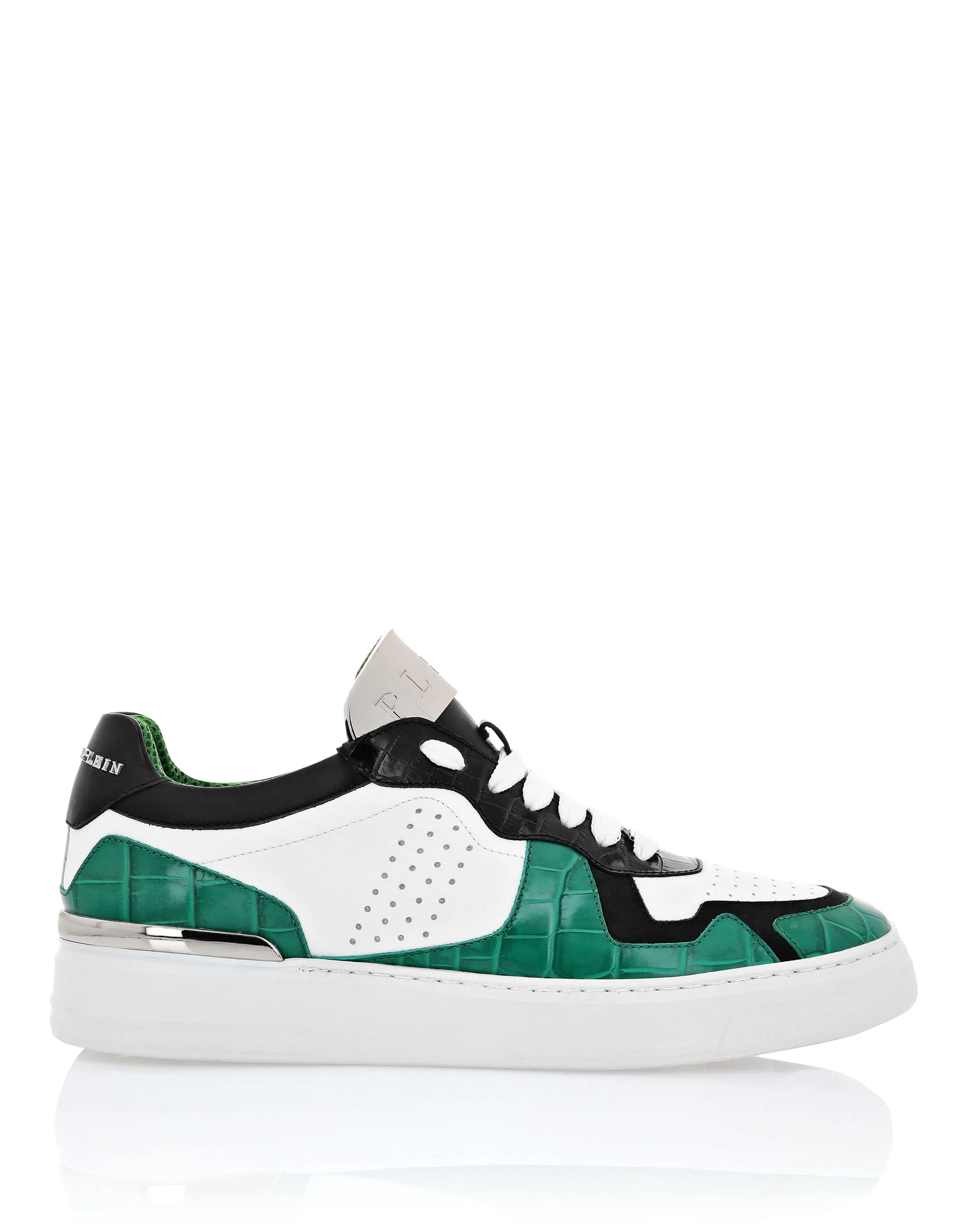 LO-TOP SNEAKERS SILVER $URFER COCCO PRINT