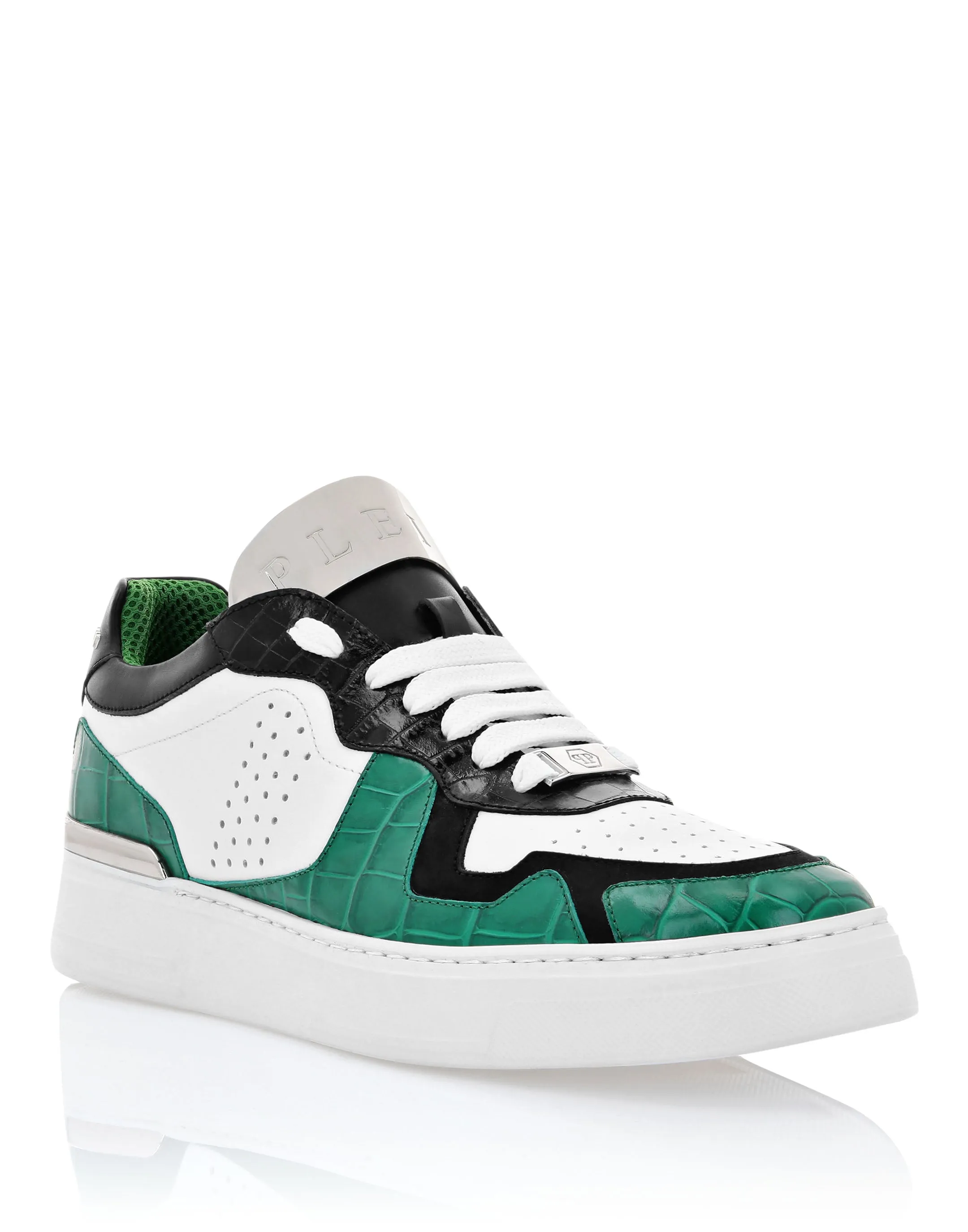 LO-TOP SNEAKERS SILVER $URFER COCCO PRINT