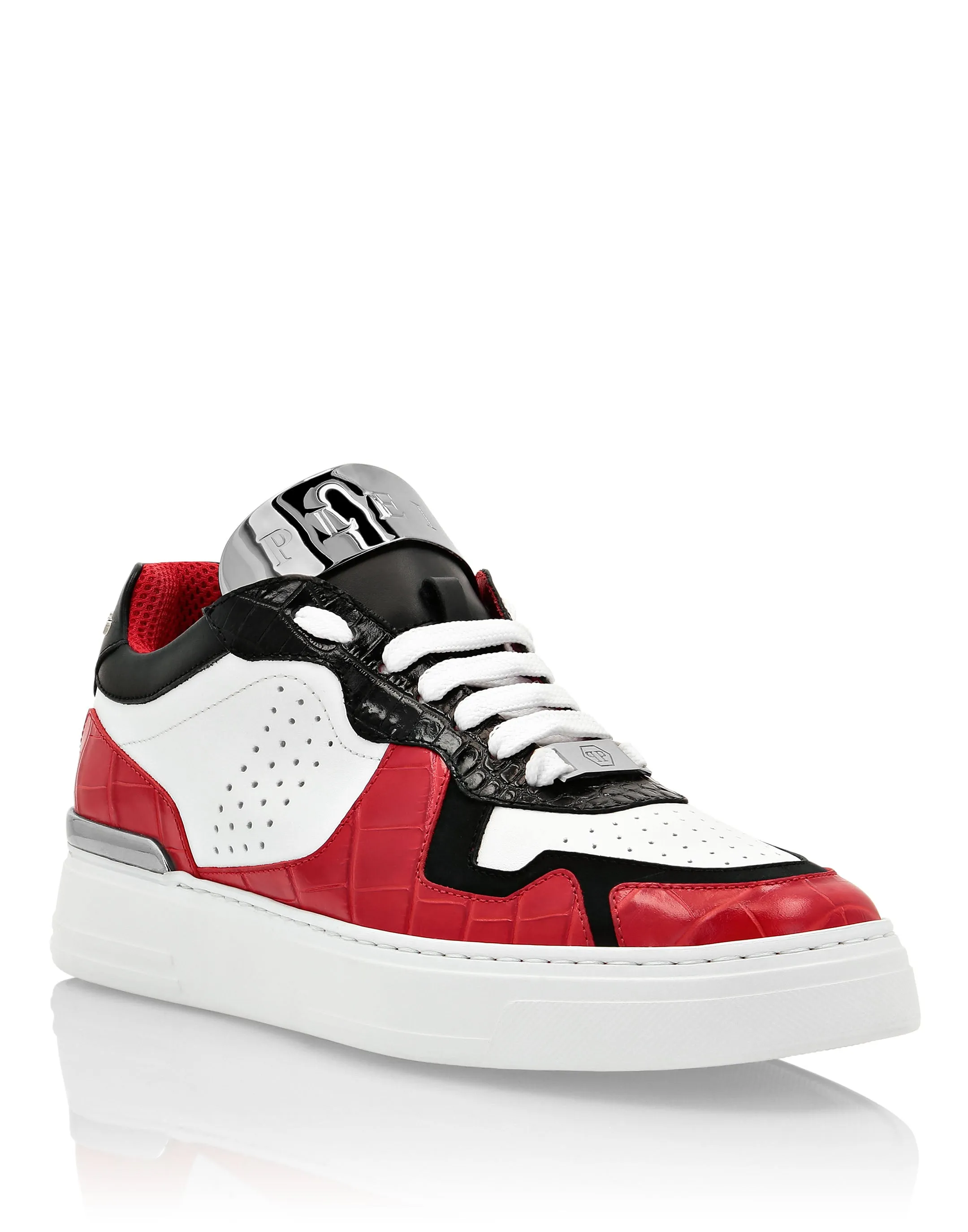 LO-TOP SNEAKERS SILVER $URFER COCCO PRINT