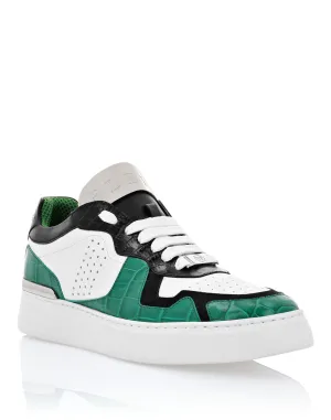 LO-TOP SNEAKERS SILVER $URFER COCCO PRINT